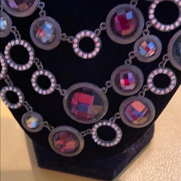 Jewelry - Purple and Swarovski crystal 3 strand necklace